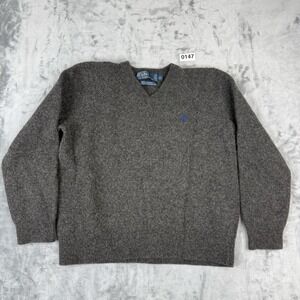 Polo Ralph Lauren V-neck sweater gray 100% lambswool Sweater Kids Size XL